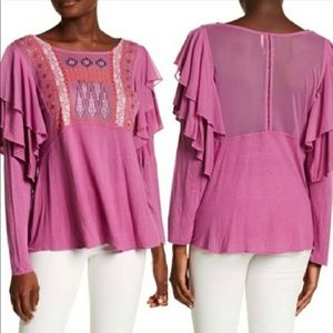 Free People La Cienaga Wisteria Longsleeve Blouse